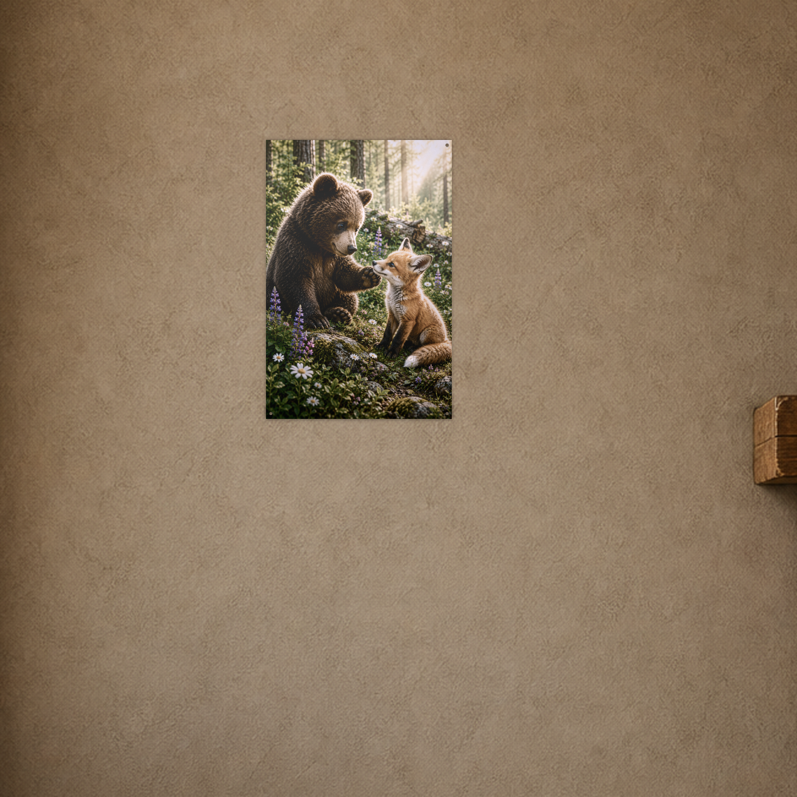 Bear and Fox Bear Metal Wall Art, Wildlife Sign | 8x12 Aluminum | Cabin Decor, Bear Lover Gift