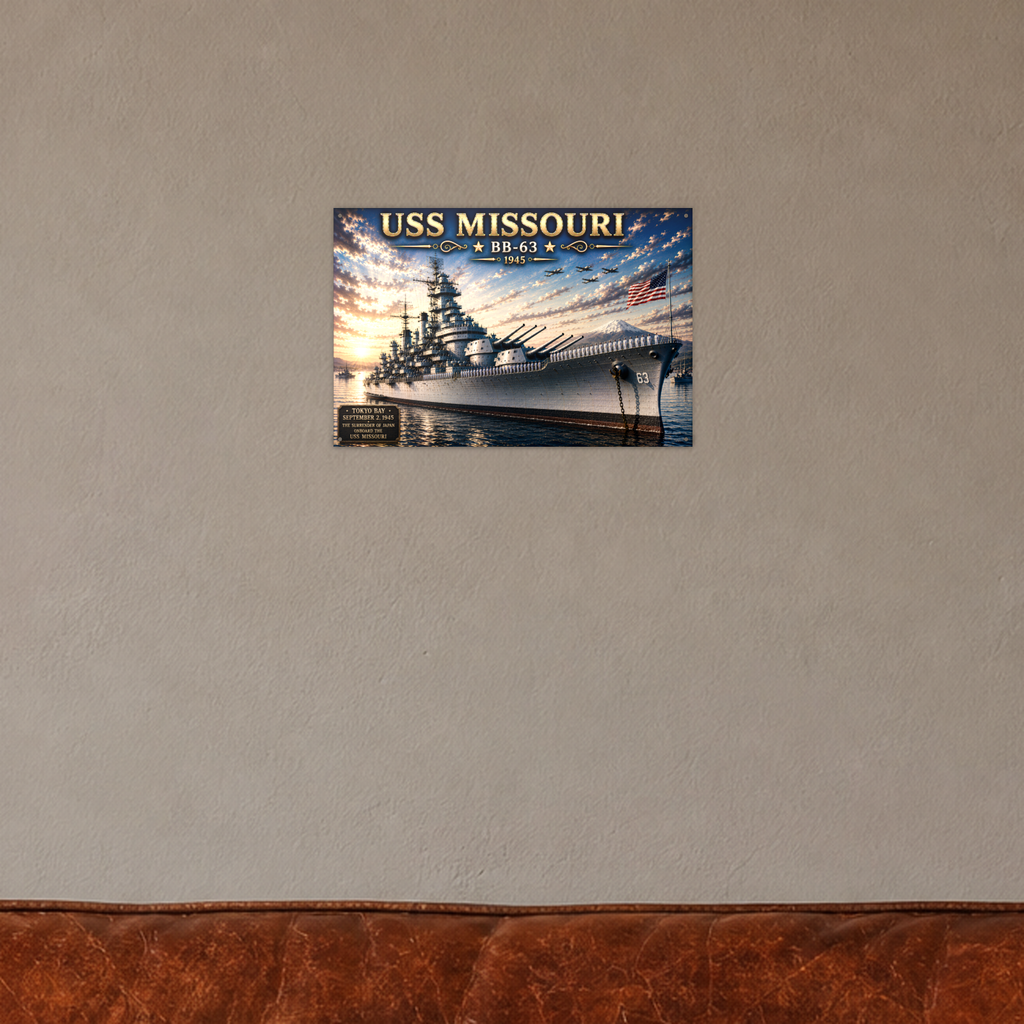 USS Missouri Battleship Metal Wall Art, US Navy | 12x8 Aluminum | Veteran Gift, Military Decor