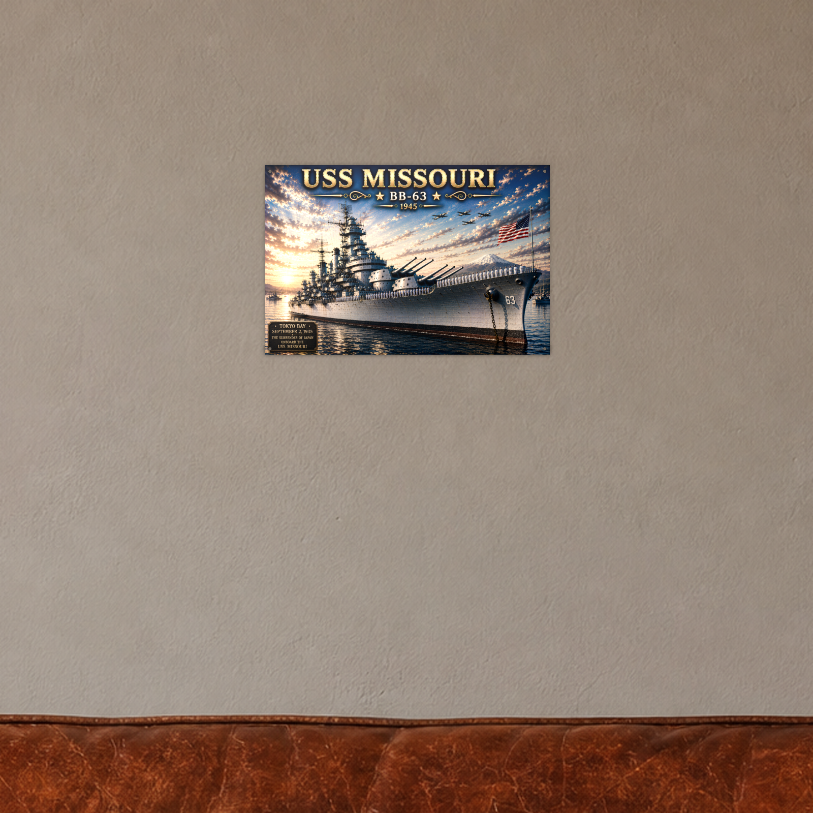 USS Missouri Battleship Metal Wall Art, US Navy | 12x8 Aluminum | Veteran Gift, Military Decor