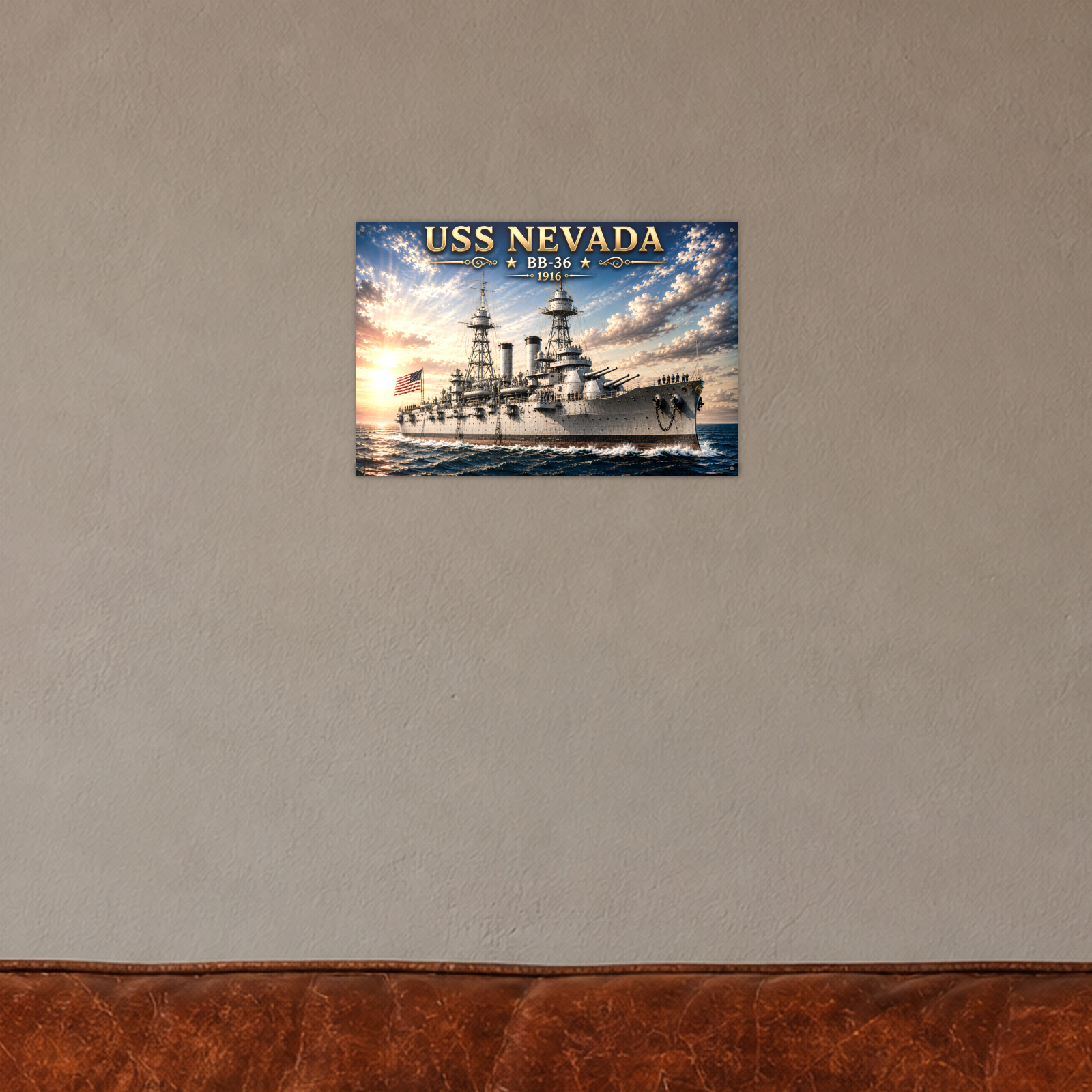 USS Nevada Battleship Metal Wall Art, US Navy | 12x8 Aluminum | Veteran Gift, Military Decor
