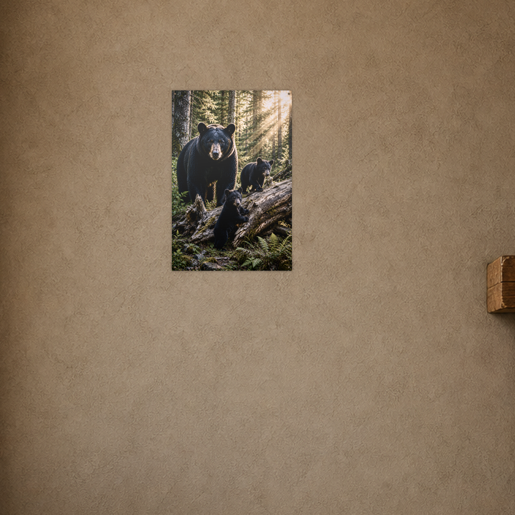 Forest Sunbeams Bear Metal Wall Art, Wildlife Sign | 8x12 Aluminum | Cabin Decor, Bear Lover Gift