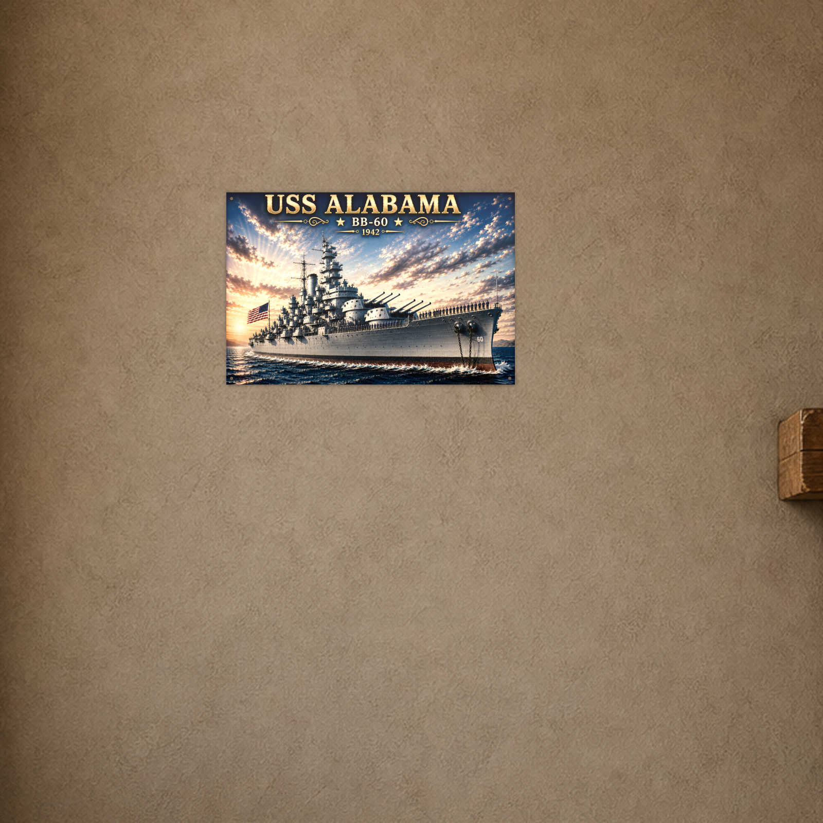USS Alabama Battleship Metal Wall Art, US Navy | 12x8 Aluminum | Veteran Gift, Military Decor