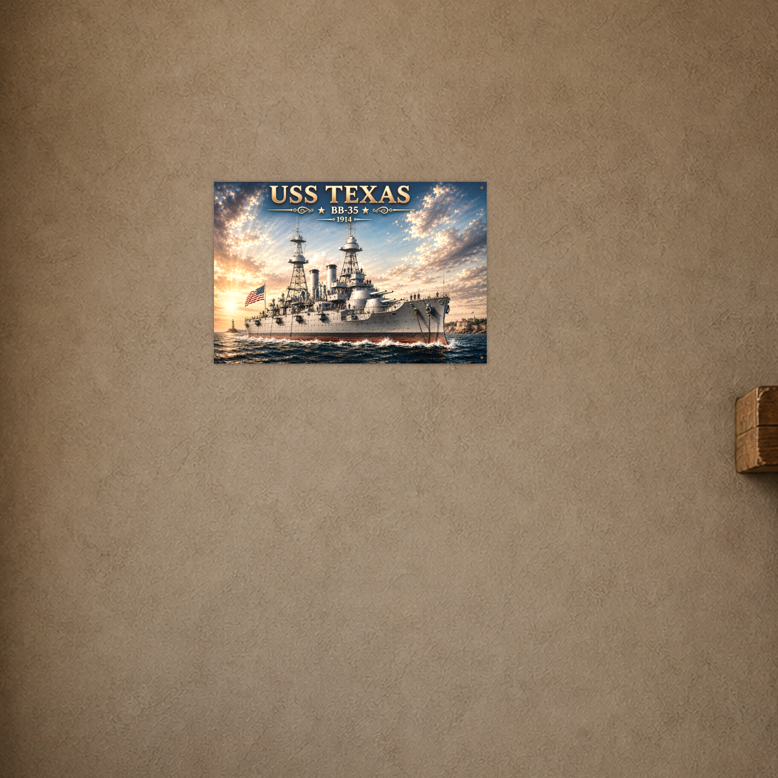 USS Texas Battleship Metal Wall Art, US Navy | 12x8 Aluminum | Veteran Gift, Military Decor