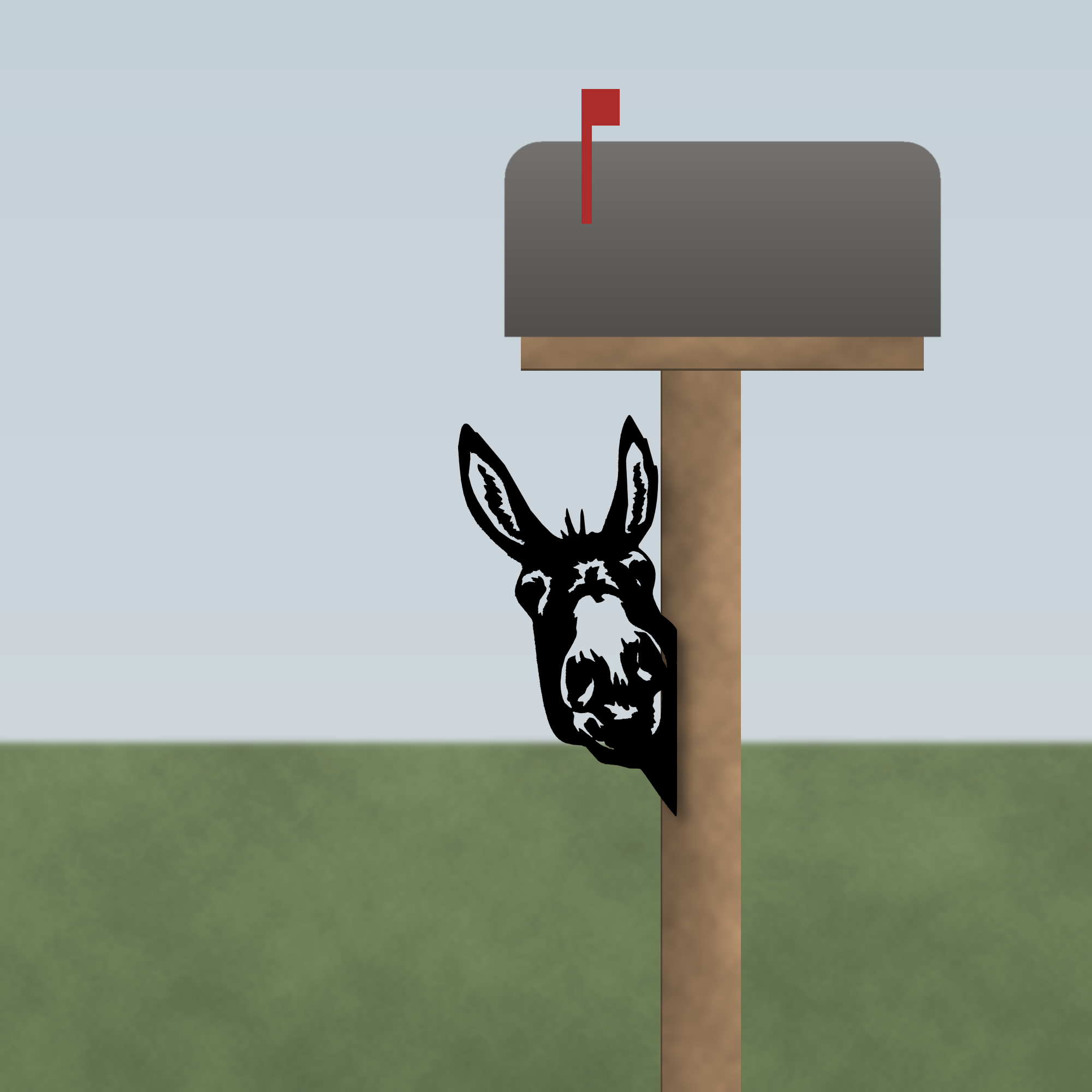 Donkey peeker mounted on a mailbox post