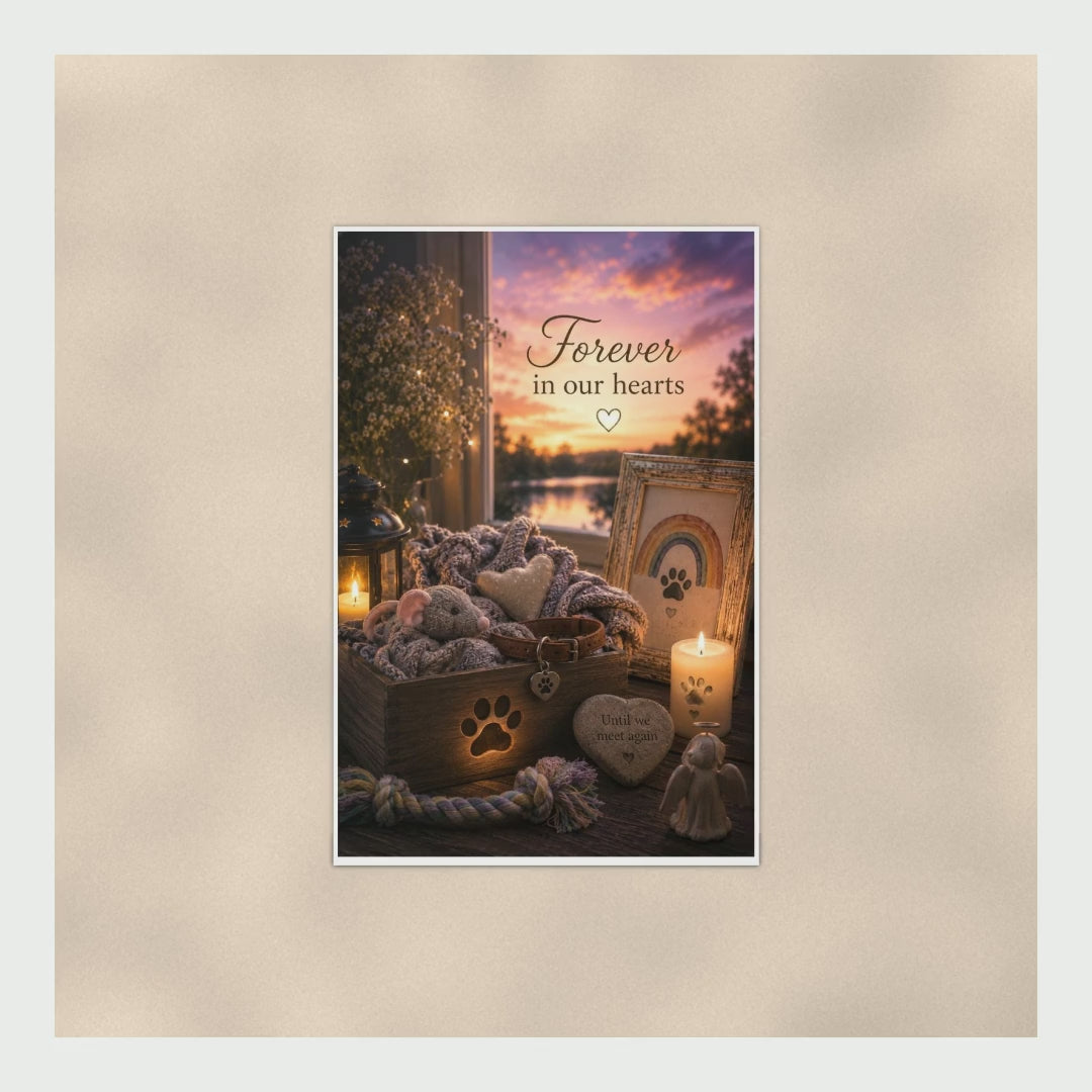 Pet Memorial Poster Forever In Our Hearts Until We Meet Again, Rainbow product video