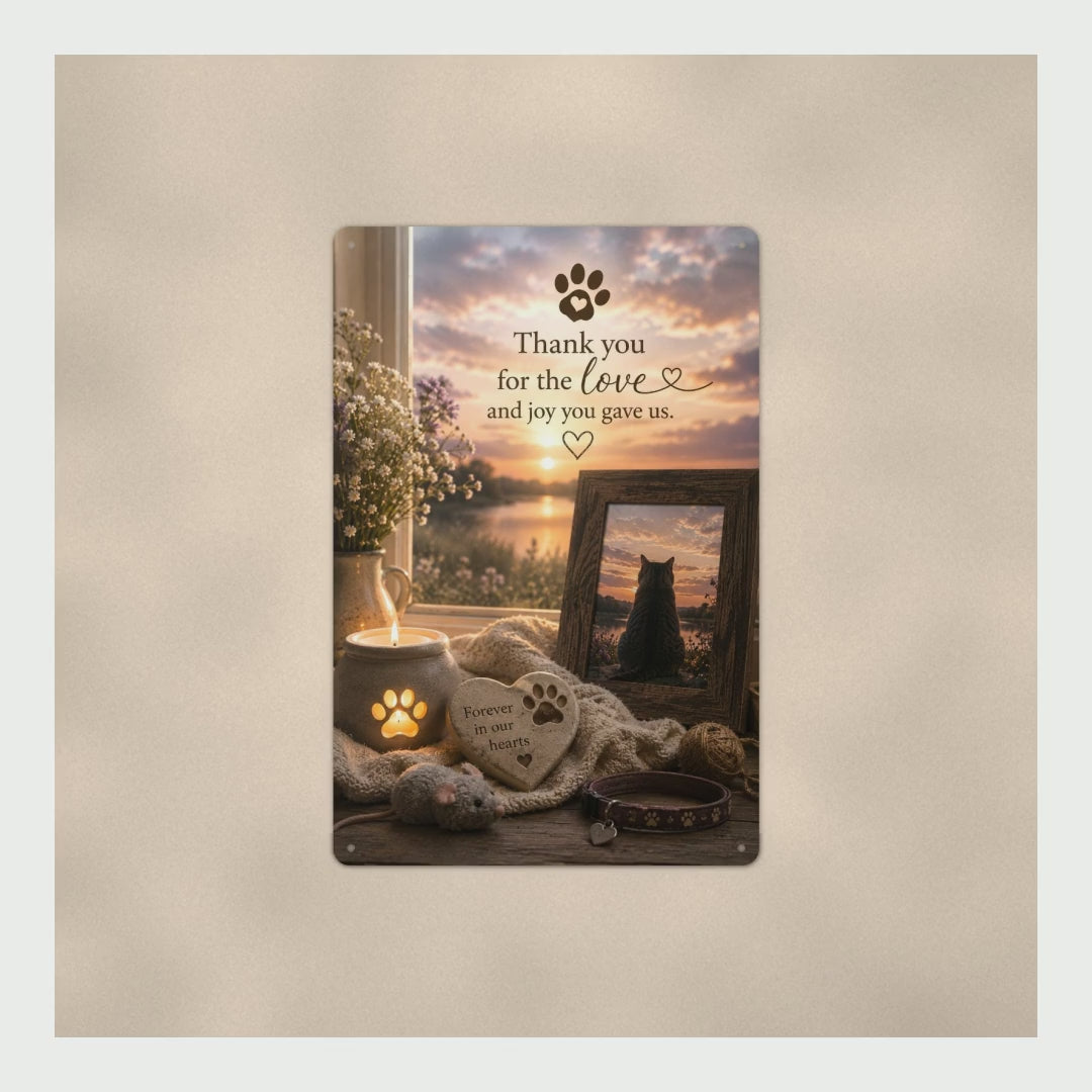 Cat Memorial Sign Thank You For The Love And Joy You Gave Us, Forever  product video