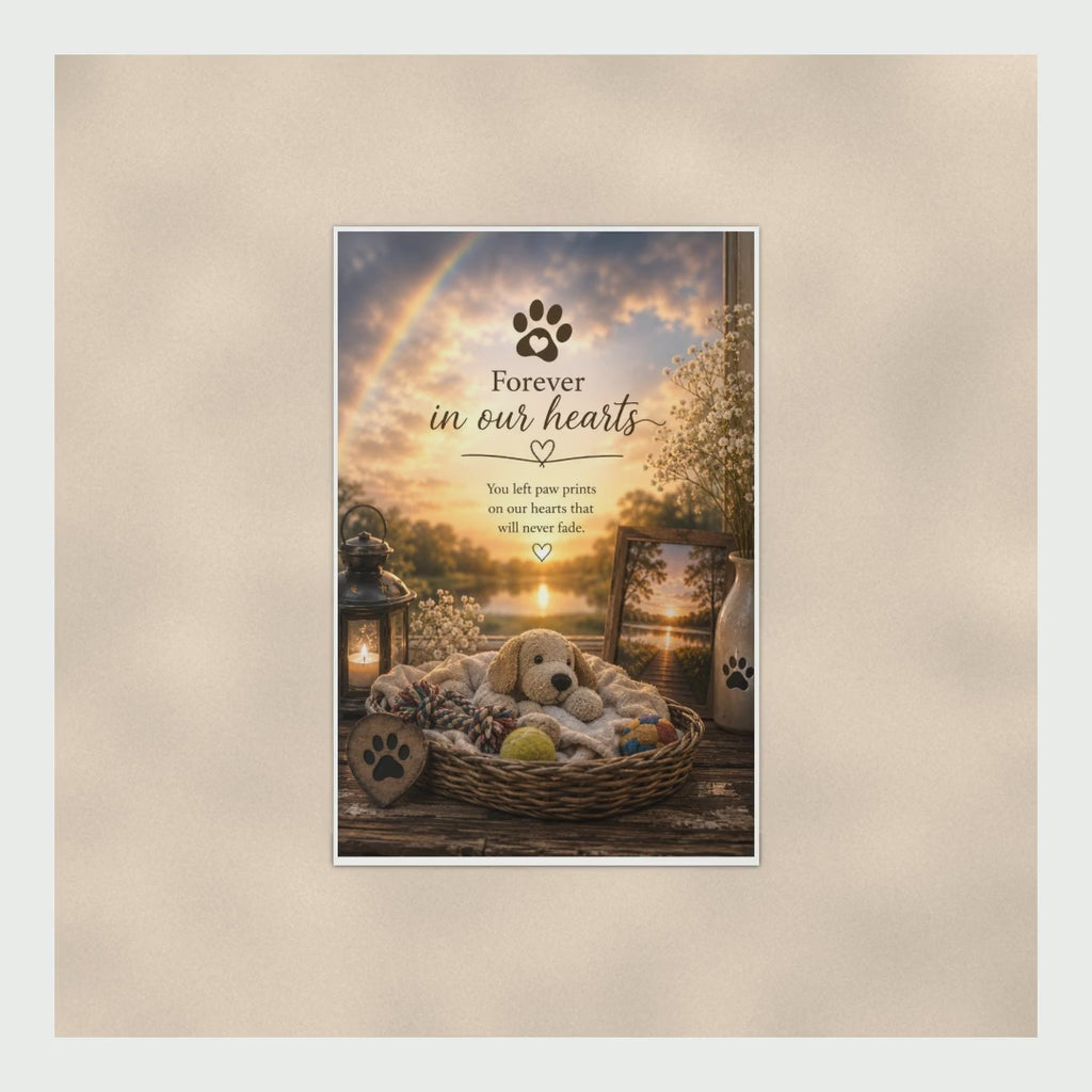 Dog Memorial Poster Forever In Our Hearts, Rainbow Bridge Pet Loss Wal product video