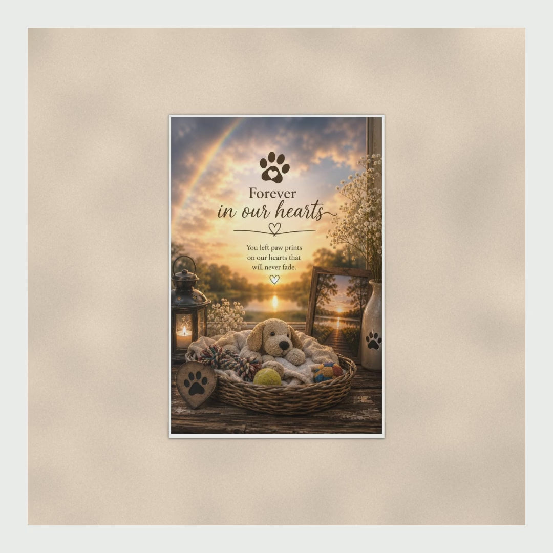 Dog Memorial Poster Forever In Our Hearts, Rainbow Bridge Pet Loss Wal product video