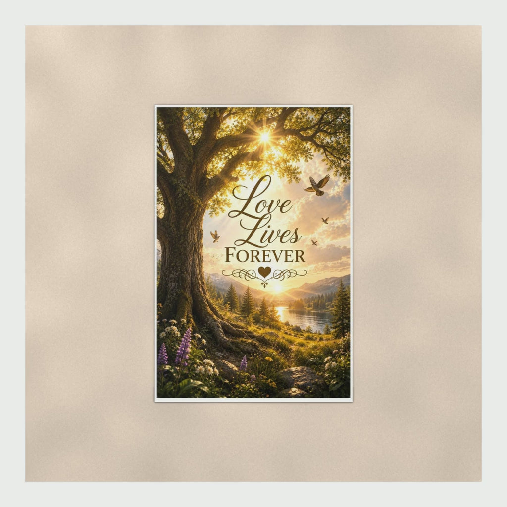 Love Lives Forever Memorial Poster, Old Oak Tree Of Life Remembrance W product video