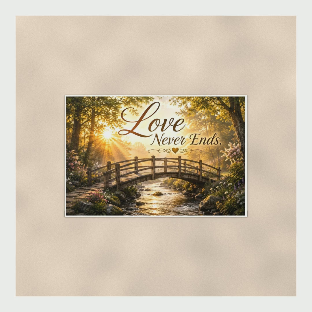 Love Never Ends Memorial Poster, Sunrise Footbridge Remembrance Wall A product video