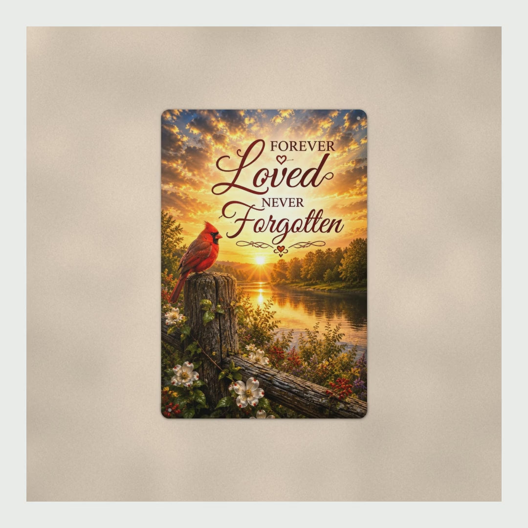 Cardinal Memorial Sign Forever Loved Never Forgotten, Red Bird River S product video