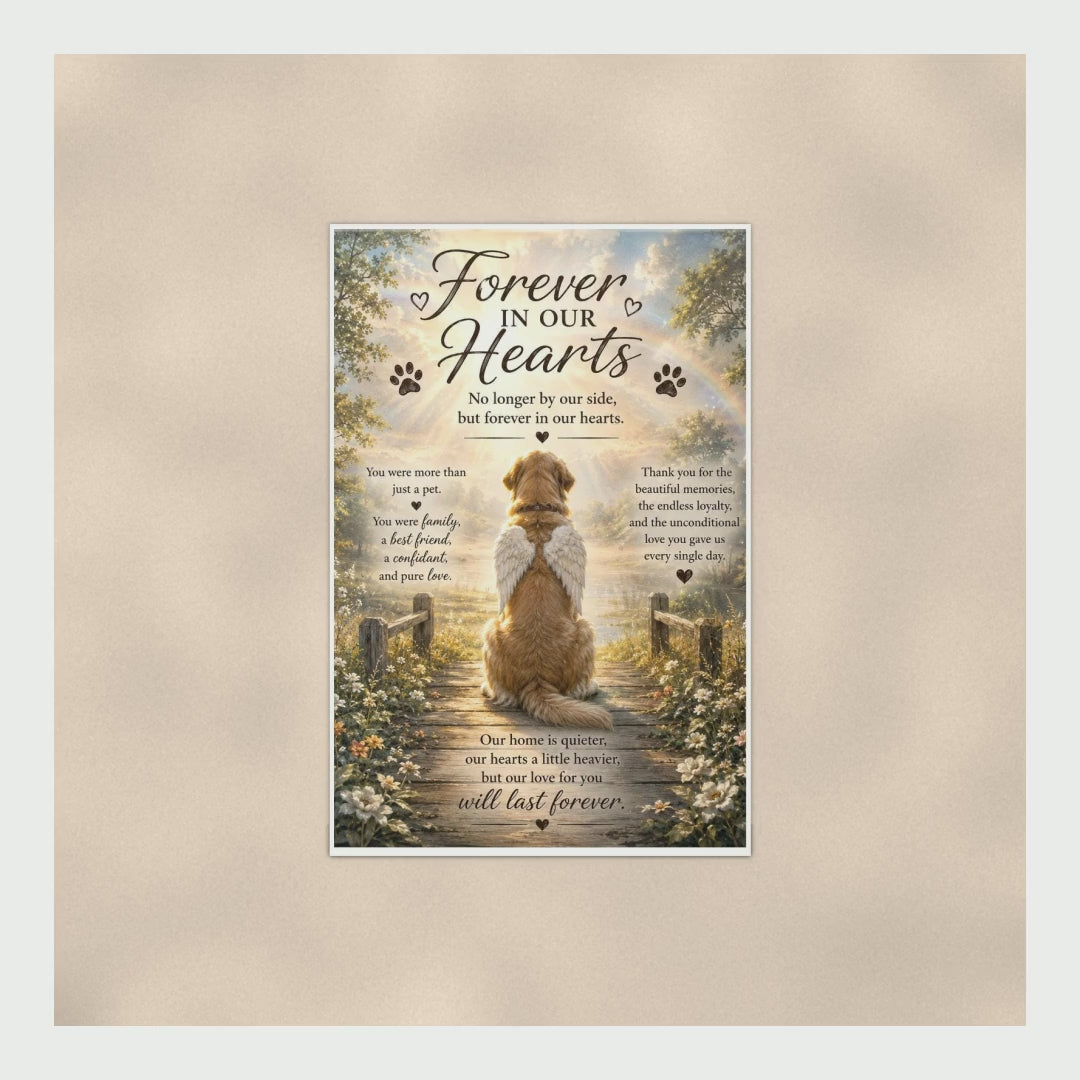 Golden Retriever Memorial Poster Forever In Our Hearts, Dog Angel Wing product video