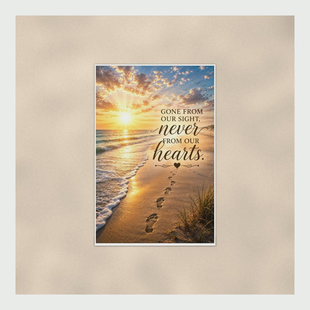 Footprints In The Sand Memorial Poster, Gone From Our Sight Never From product video