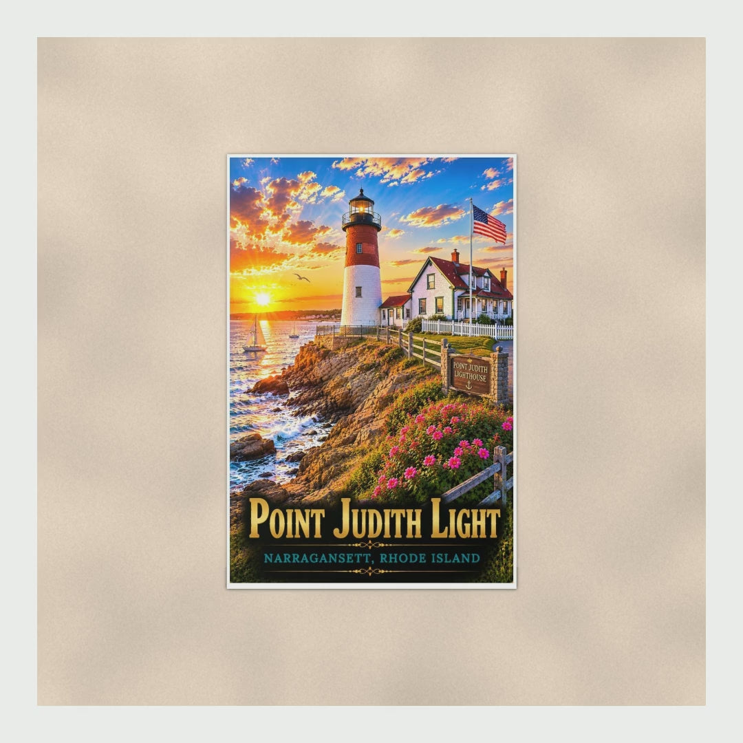Point Judith Lighthouse Poster — 16x24 & 24x36 Wall Art Print product video