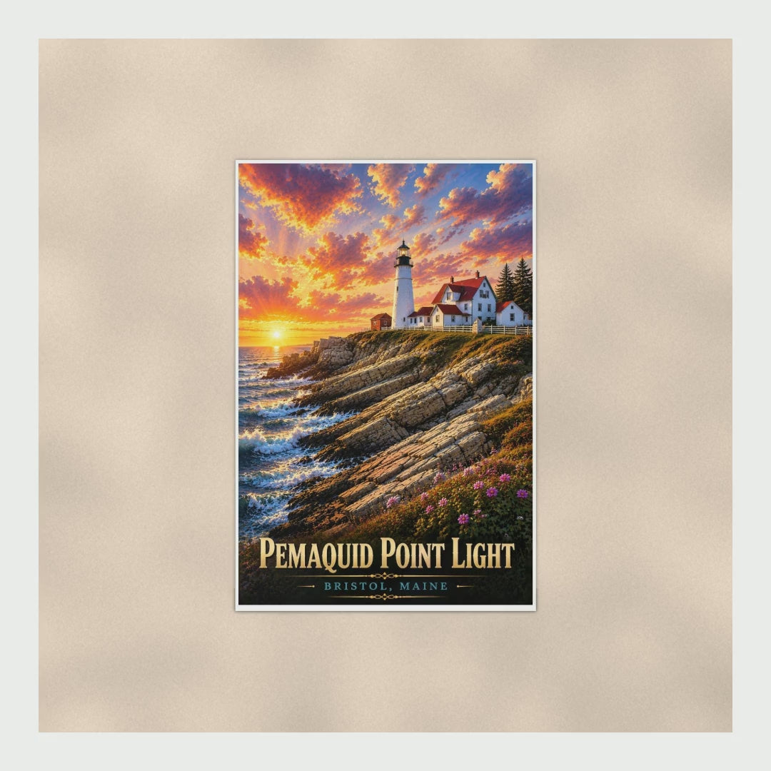 Pemaquid Point Lighthouse Poster — 16x24 & 24x36 Wall Art Print product video