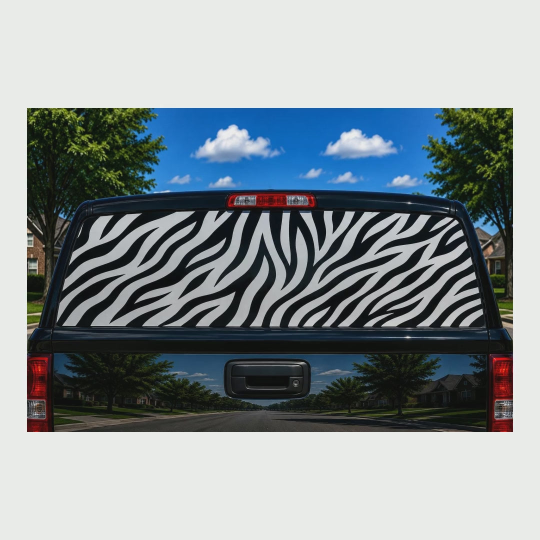 Zebra Print Truck Rear Window Decal product video