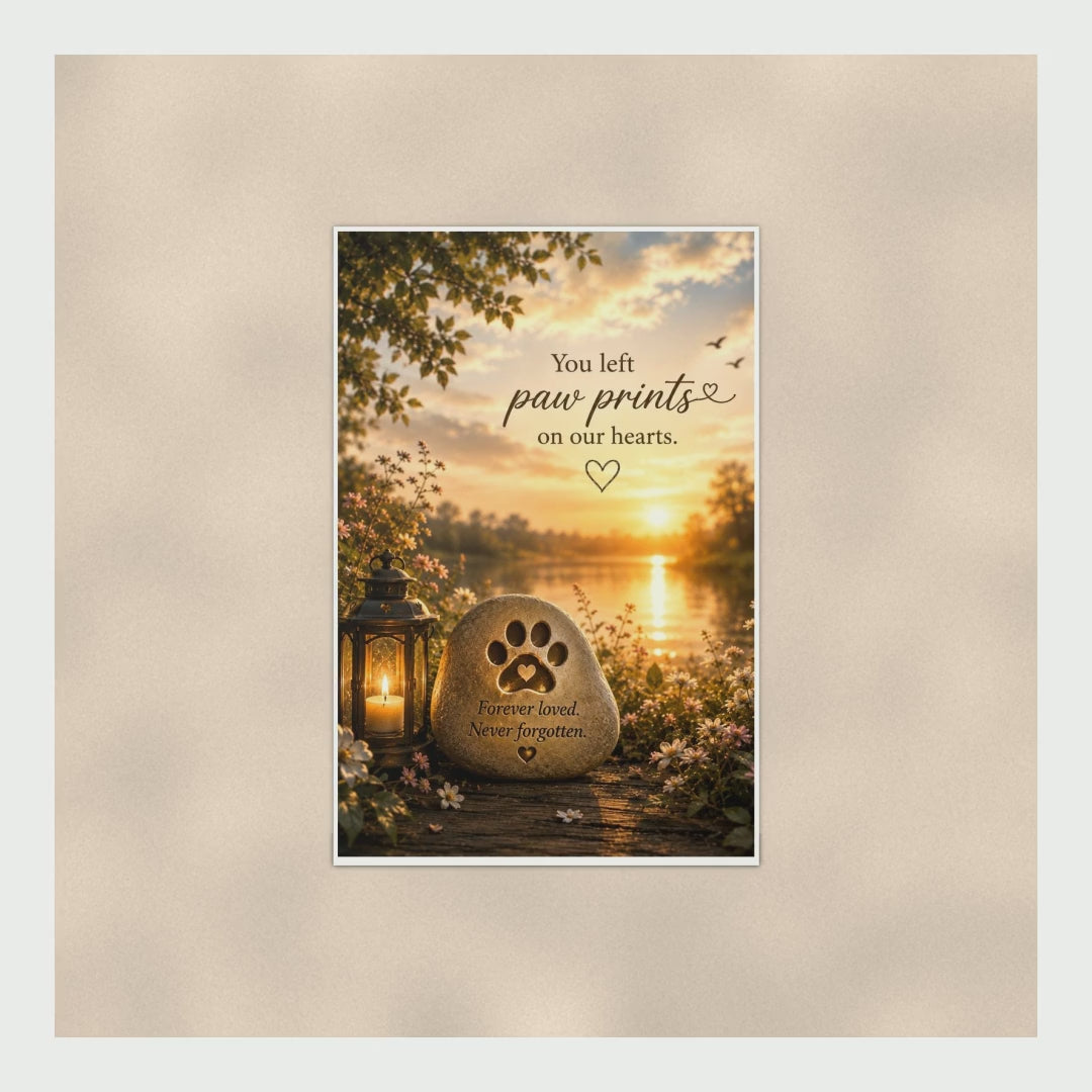 Pet Memorial Poster You Left Paw Prints On Our Hearts, Forever Loved N product video