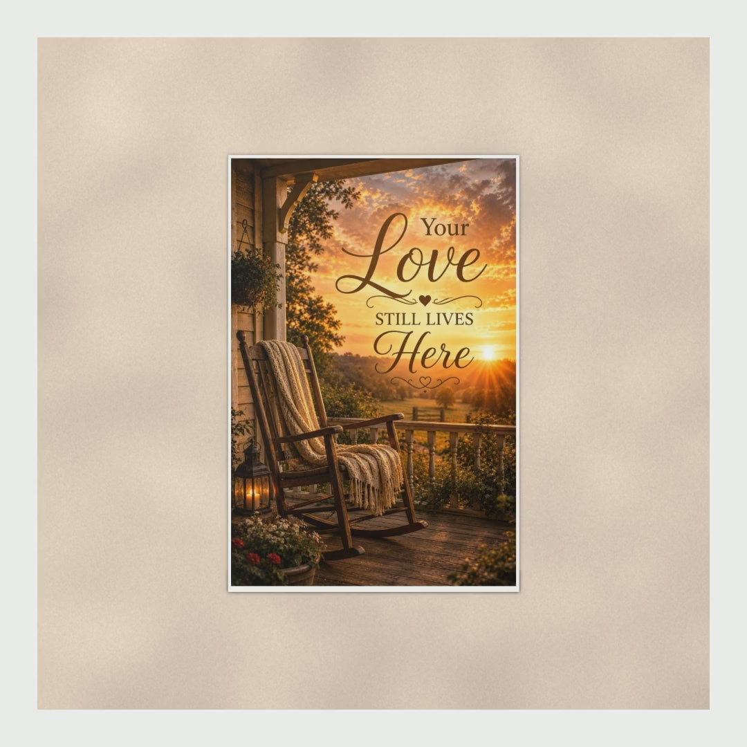 Your Love Still Lives Here Memorial Poster, Empty Rocking Chair Porch  product video