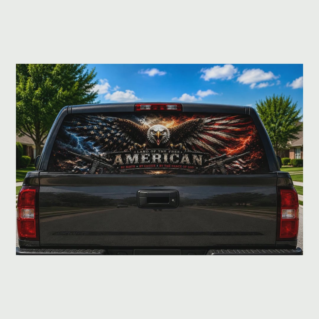 Bald Eagle American Flag Truck Rear Window Decal product video