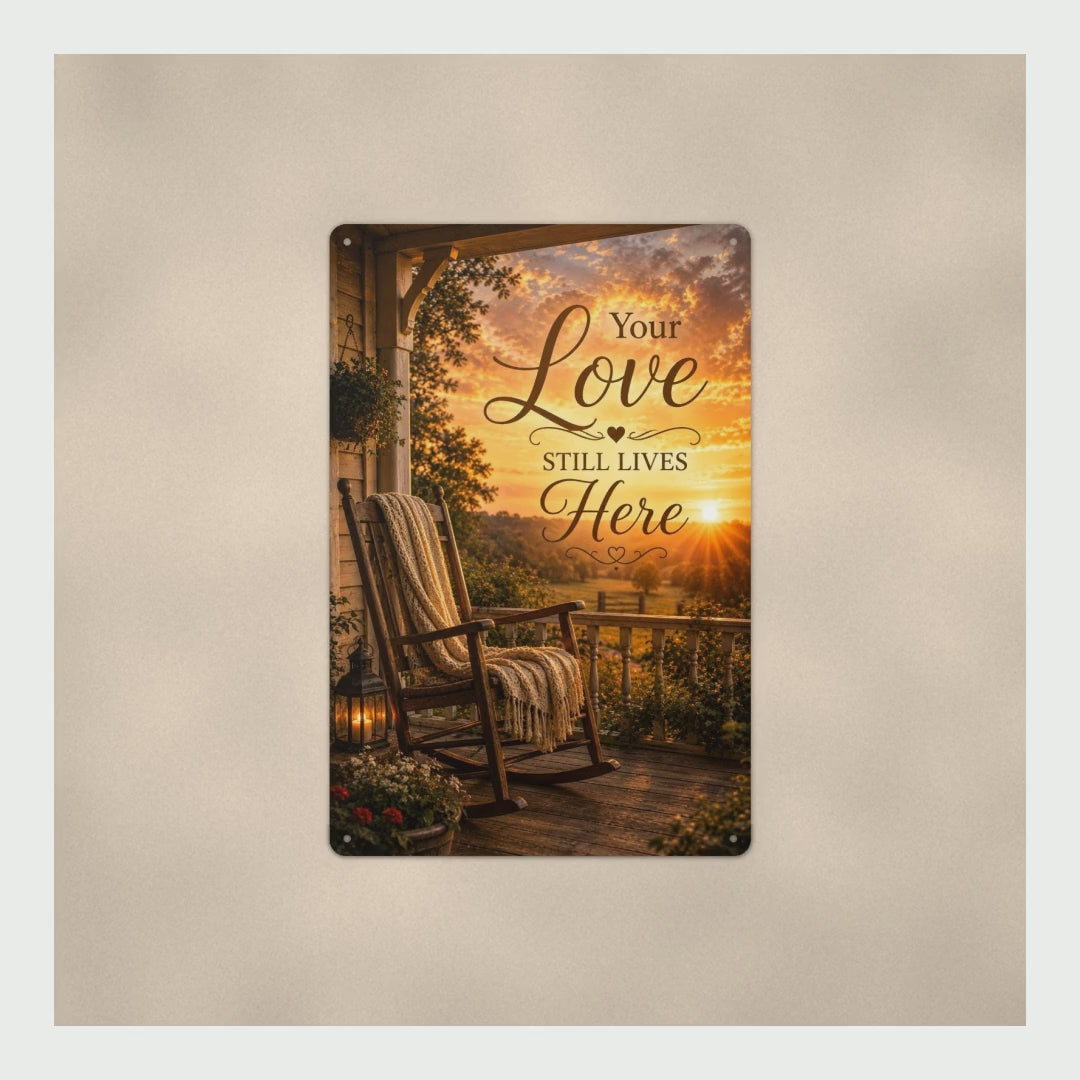 Memorial Sign Your Love Still Lives Here, Empty Rocking Chair Porch Su product video