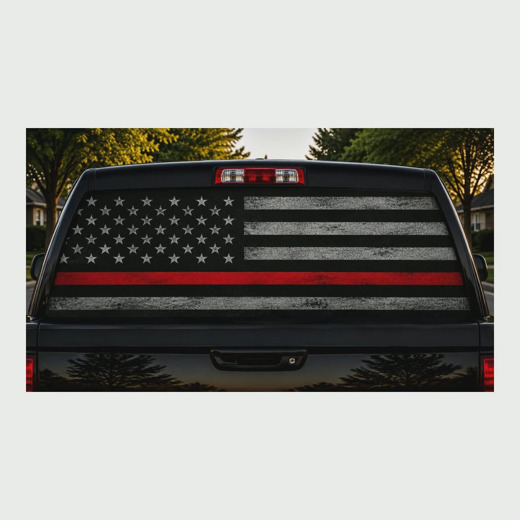 Thin Red Line Flag Truck Rear Window Decal product video