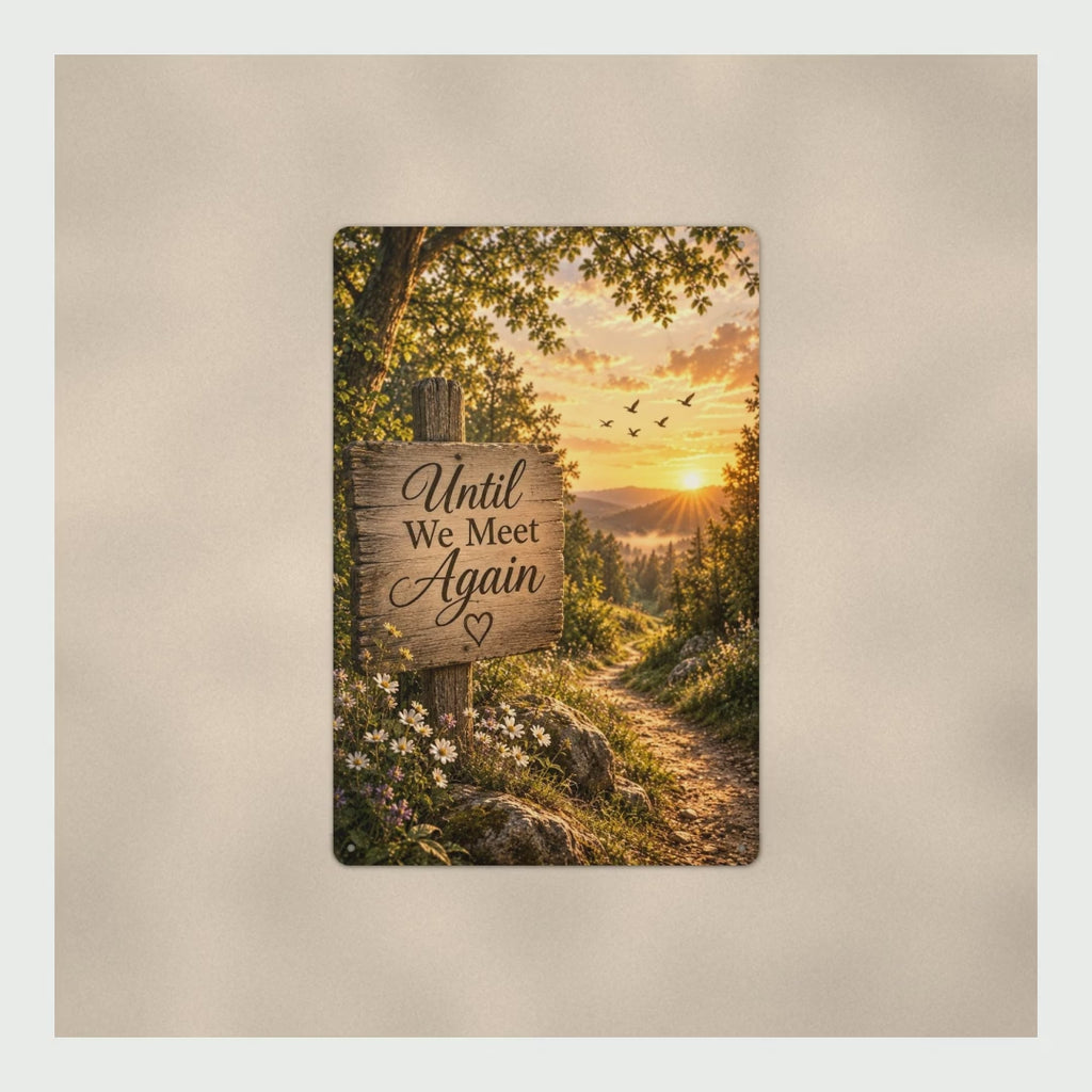 Memorial Sign Until We Meet Again, Rustic Mountain Trail Sunset Rememb product video