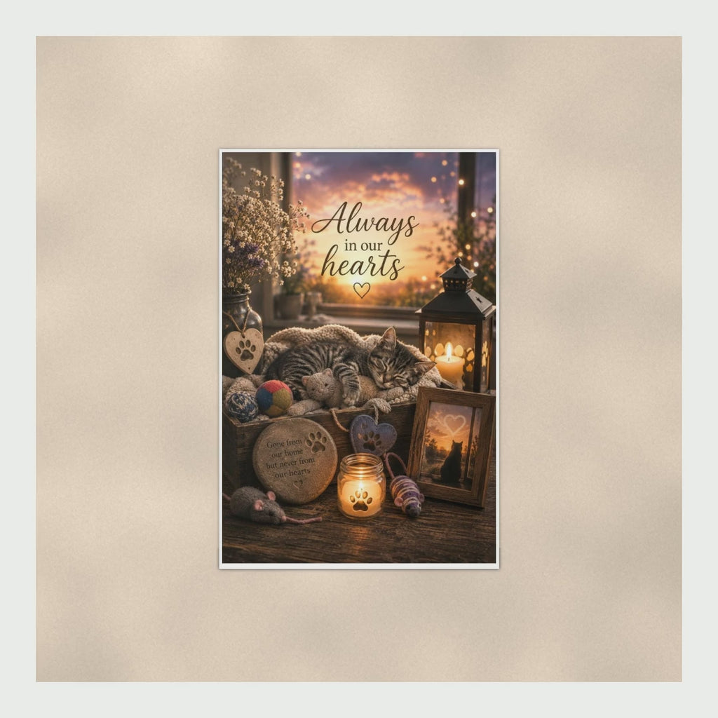 Cat Memorial Poster Always In Our Hearts, Sleeping Kitten Remembrance  product video
