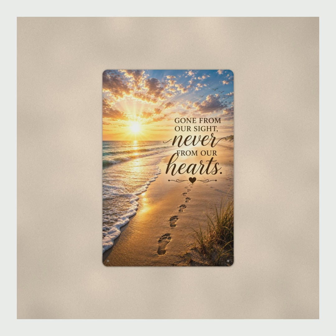 Memorial Sign Gone From Our Sight Never From Our Hearts, Footprints In product video