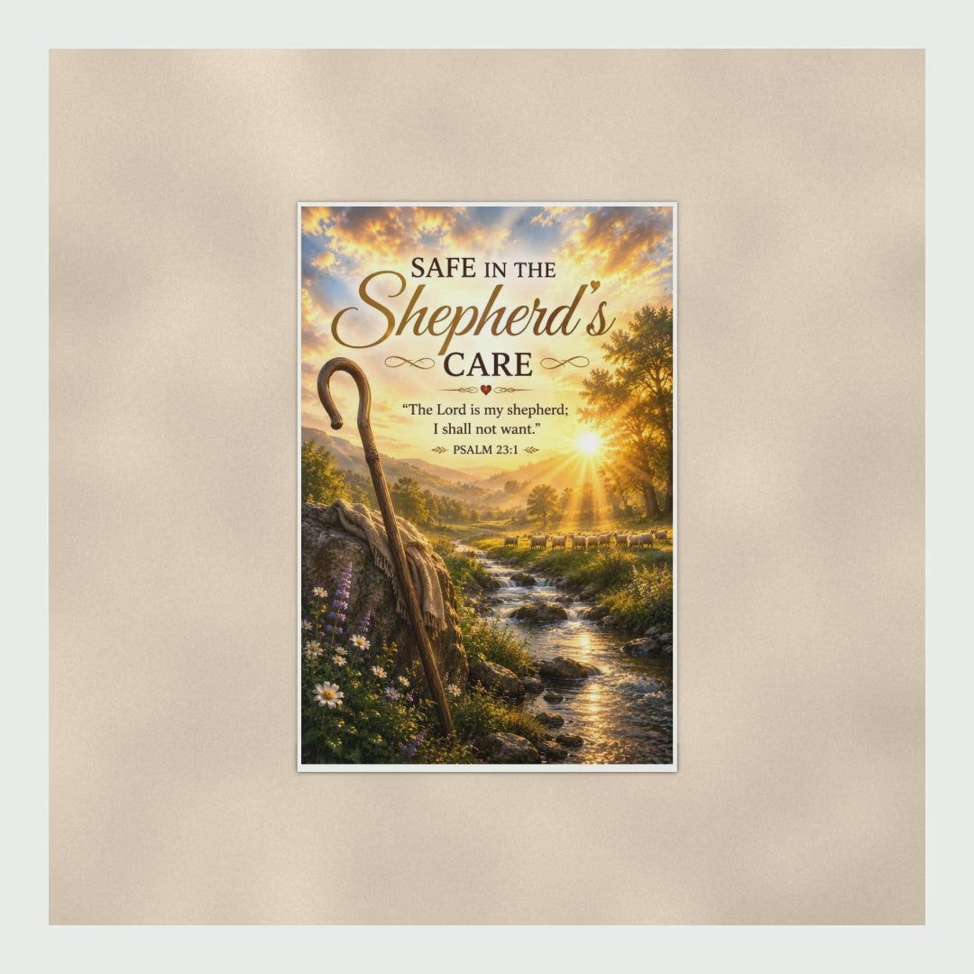 Safe In The Shepherds Care Memorial Poster, Psalm 23 The Lord Is My Sh product video