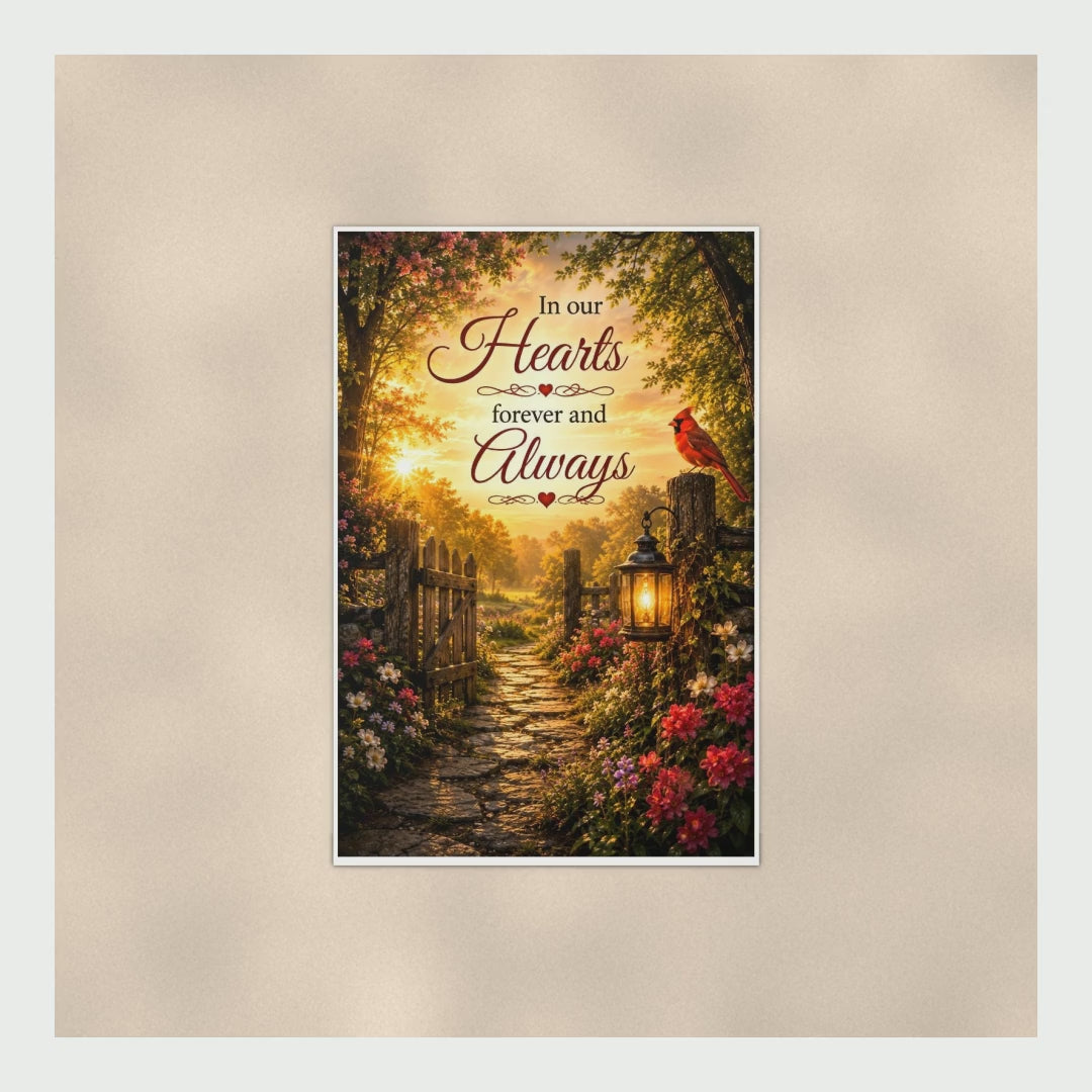 Cardinal Memorial Poster In Our Hearts Forever And Always, Garden Gate product video