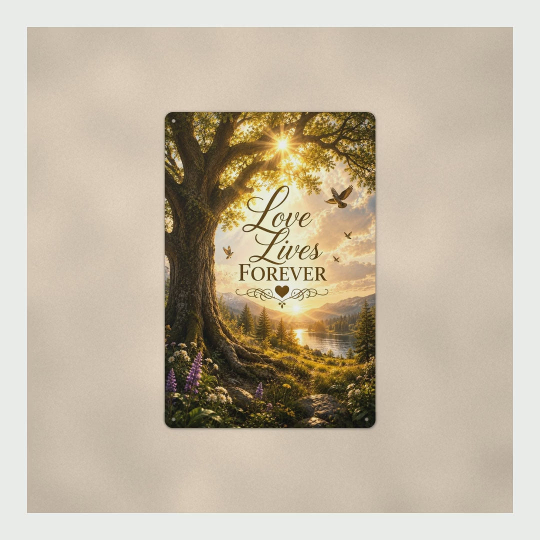 Memorial Sign Love Lives Forever, Old Oak Tree Of Life Remembrance Art product video