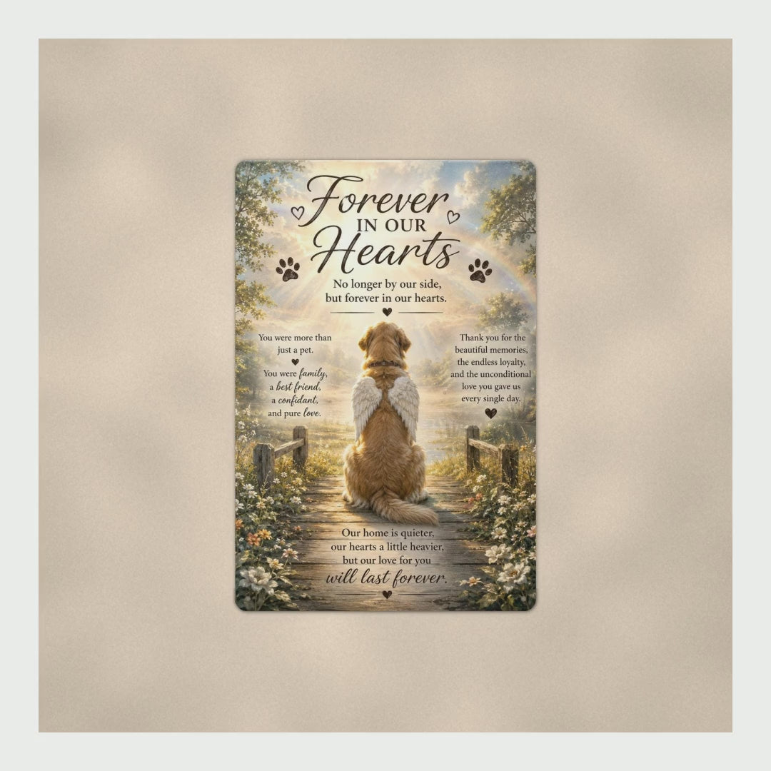 Golden Retriever Memorial Sign Forever In Our Hearts, Dog Angel Wings  product video