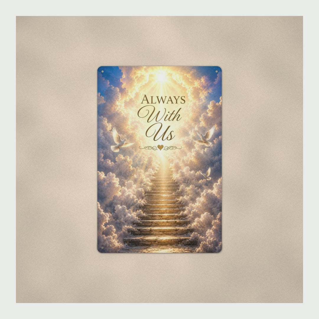 Memorial Sign Always With Us, Stairway To Heaven Wall Art, Sympathy Gi product video