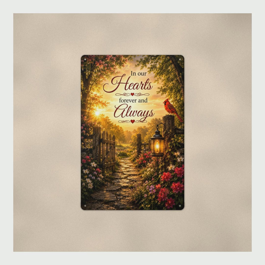 Cardinal Memorial Sign In Our Hearts Forever And Always, Garden Gate L product video