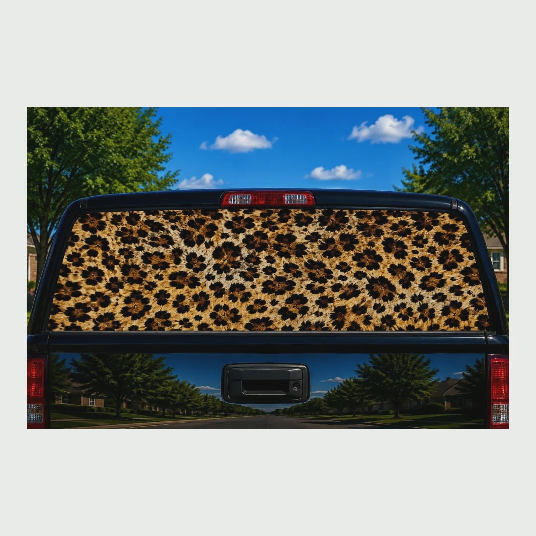 Leopard Print Truck Rear Window Decal product video