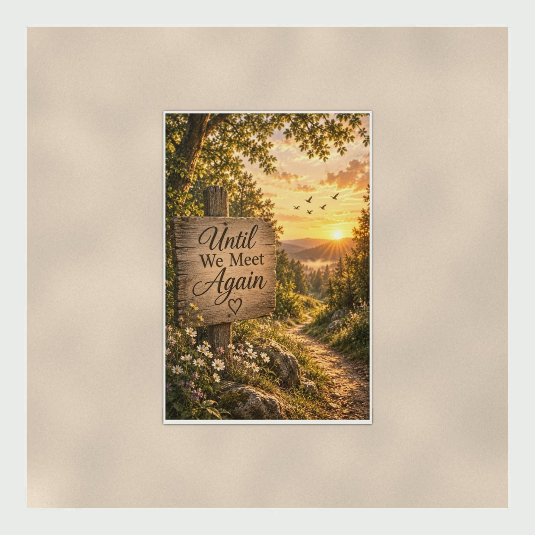 Until We Meet Again Memorial Poster, Rustic Mountain Trail Sunset Reme product video